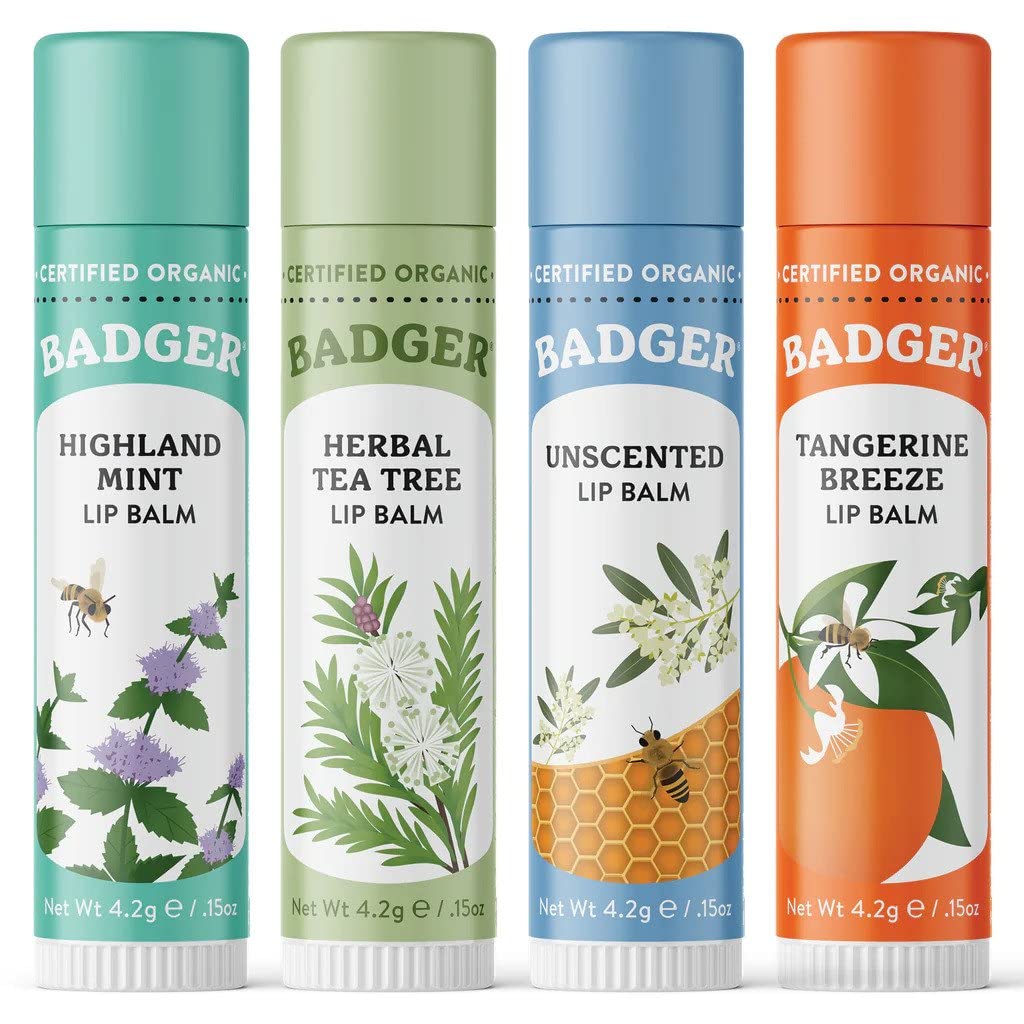 Badger Classic Lip Balm 4-pack Gift Set